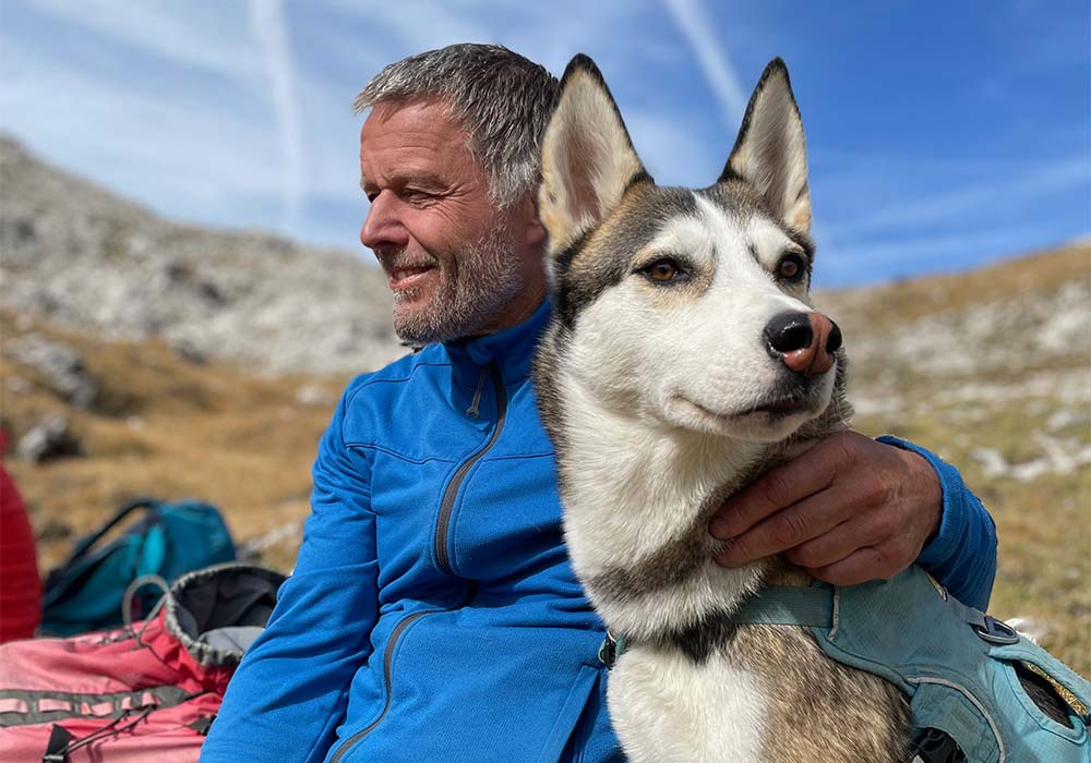 Dolomiten Bergführer Michael Dorn und sein Hund Leyfur